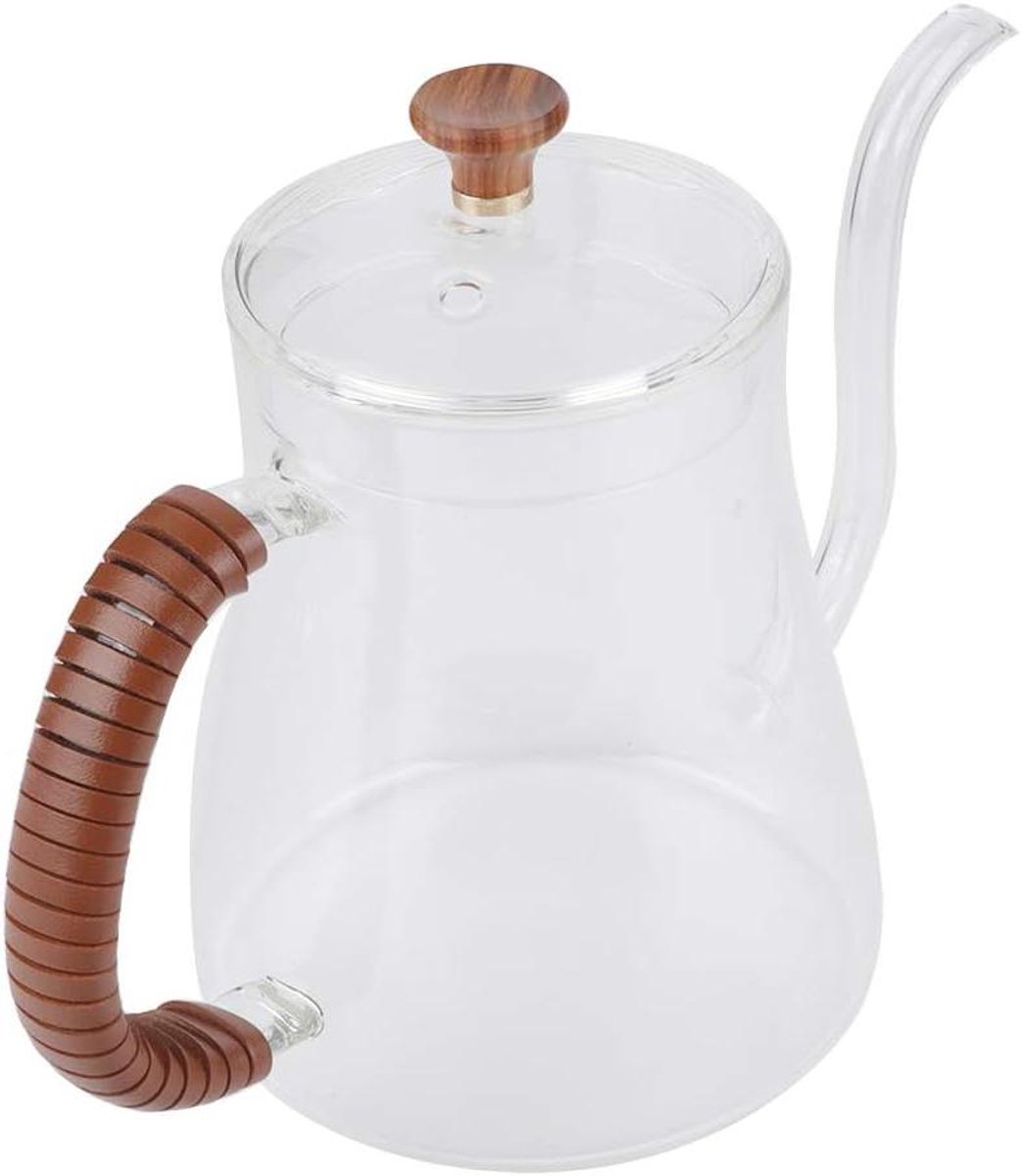 Zwanenhalsketel - Koffieketel Gieten - Precisie Koffie Zetten - Borosilicaatglas Constructie - 600 Ml - Transparant
