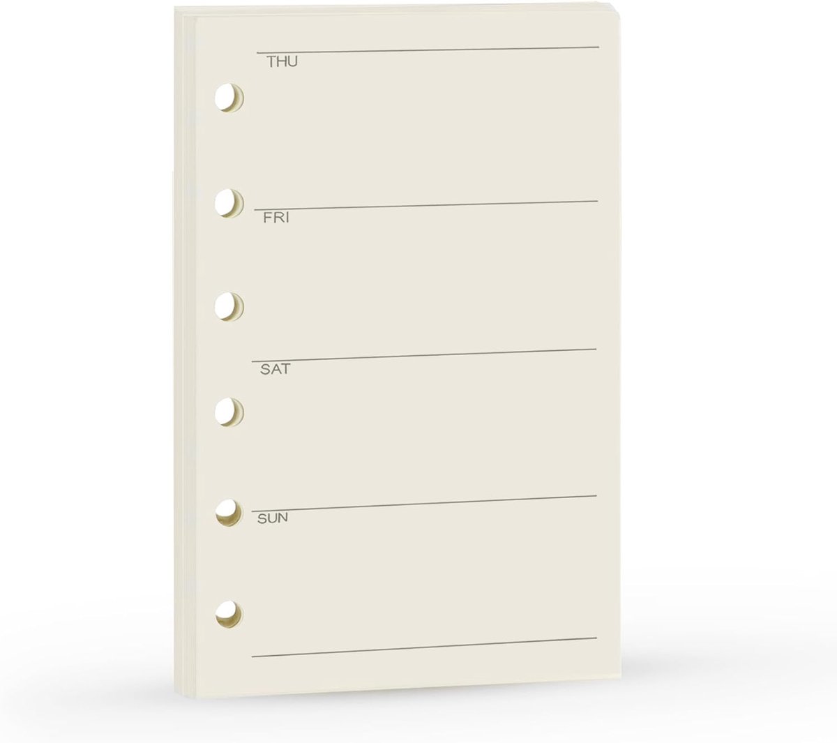SnelShoppen - A7 Kalender Navulling, Filofax, Ongedateerd, Maandag Start Links, 6 Gat/100gsm, 45 Vellen/90 Pagina's, Ideaal voor Reizigers, Mini Forma