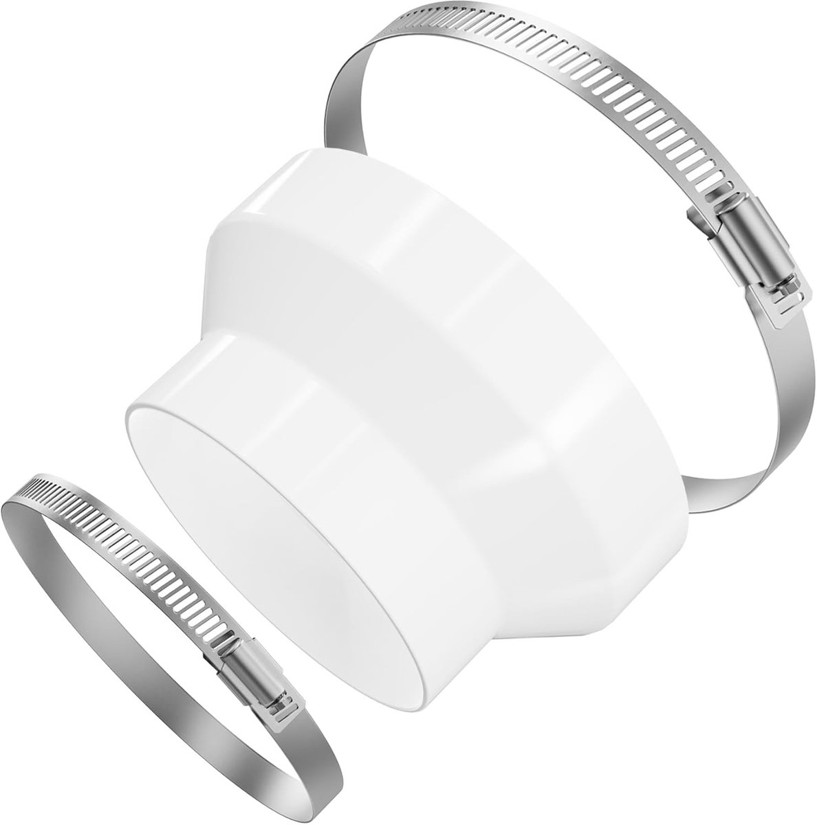 150 mm tot 100 mm Ducting Reducer, Adapter met 2 Roestvrijstalen Buisklemmen, Reduceerverbinder, Afvoerslang Adapter, Ronde Verloopstuk voor Buisventilator, Ventilatiebuis, Airconditioner