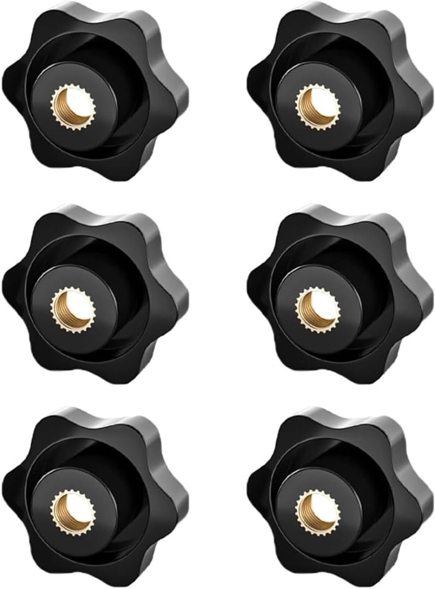 6 stuks stervormige moeren M6 vleugelgekartelde schroef 32 mm perforatie gekartelde greepmoeren binnendraad voor mechanisch meubilair fitnessapparatuur
