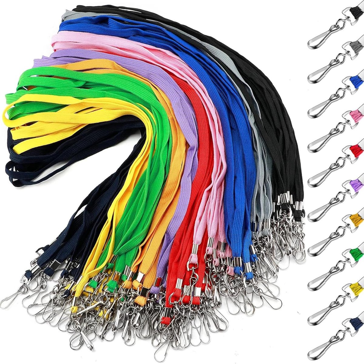 30 STKS Lanyard 45 cm, Lanyards voor nek, 10Kleurrijke Landyard met Metalen Draaibare Karabijnhaak Clip, Personeel Lanyard voor Werk Badges ID-kaarten Visitekaartjes Sleutelhangers en Fluitjes