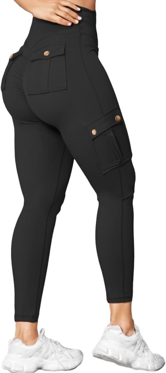 Leggings Gym met zakken Enkellengte Hoge Taille Booty Buikcontrole Solide Running Sport Jogging Broek