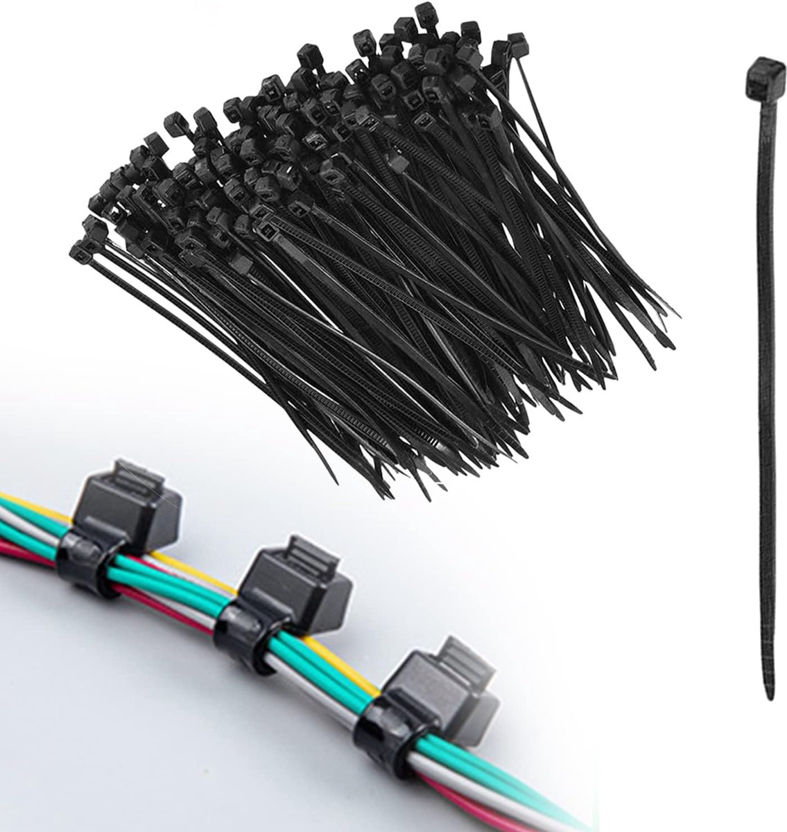 Kabelbinders, nylon kabelbinders, 80 mm lang, 2,5 mm breed kleine nylon plastic kabelbinders (400 stuks)