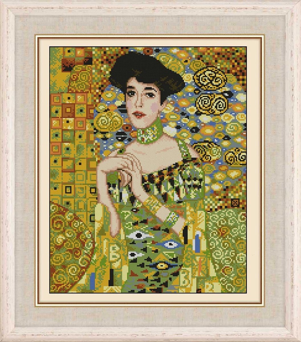 vrouw in schilderij kruissteek, 14ct 160x200 steek 40x47 cm kruissteek kits