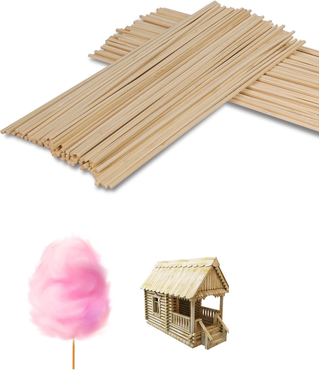Houten Stokjes Vierkant,Suikerspin Stokjes voor Suikerspinmachine,Natuurlijk Houten Stokjes voor Knutselen, Ambachten & DIY Projecten(30cm x 0.3cm)