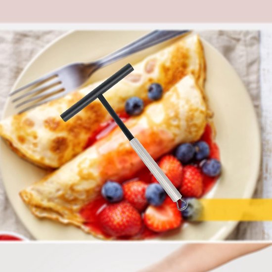 verdeler roestvrij staal crêpes omkeerder deegverdeler deegverdeler pannenkoeken deegverdeler roestvrij staal crêpe deegspreider T-vorm crêpe voor bakkerij keuken pannenkoeken eiertaart (1 stuk — afbeelding 3