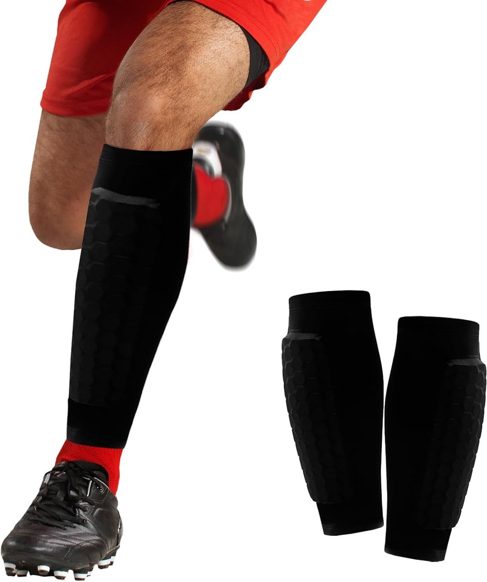 Scheenbeschermers Voetbal Scheenbeschermers Honingraat Compressie Mouw Scheenverdediger Beschermende Apparatuur voor Kinderen Volwassenen Spelen Voetbal Joga Hardlopen Klimmen Fietsen Wandelen Fitness