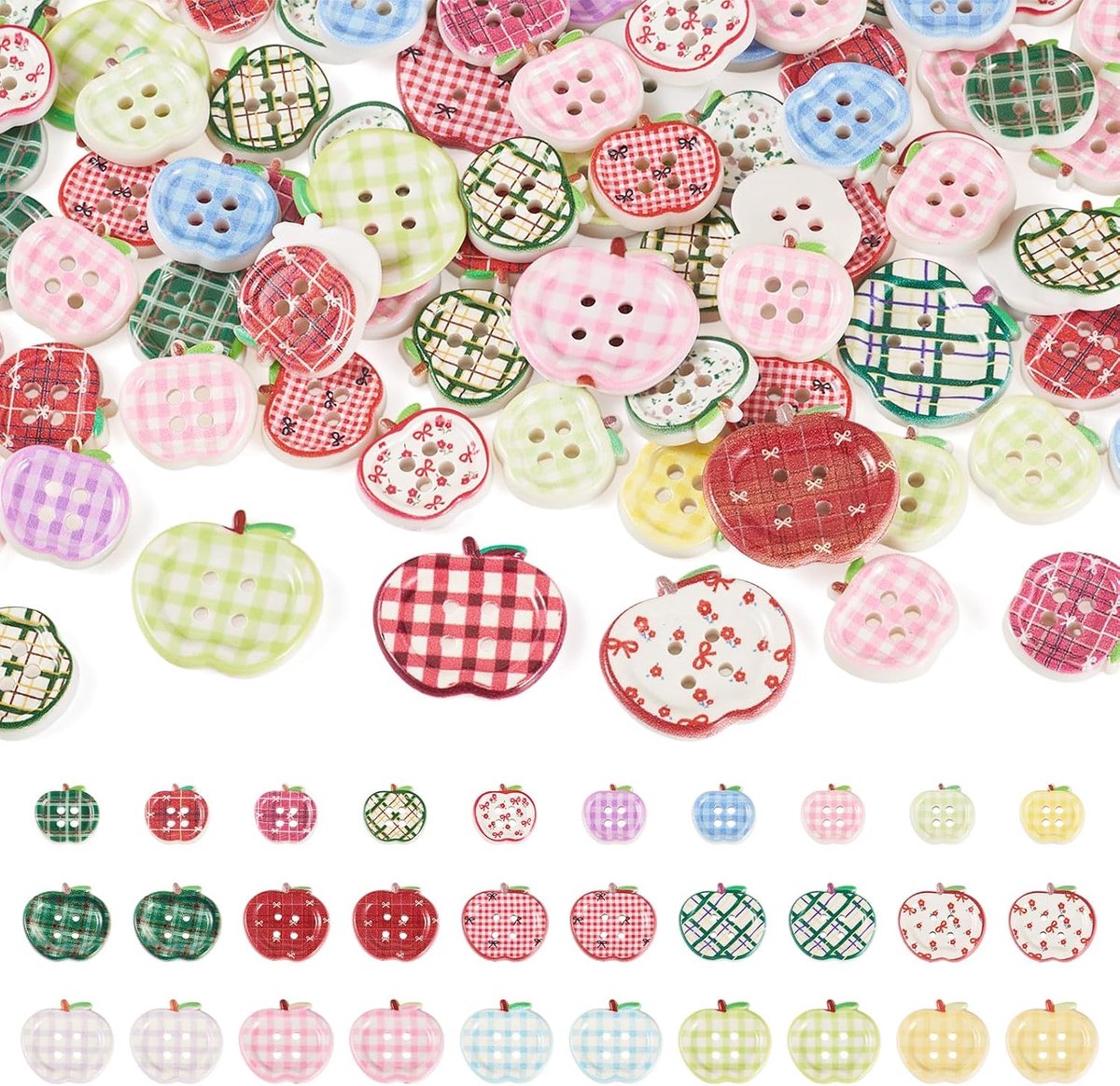 100Pcs Appel Knoppen Leuke Appelvorm Gedrukt Naaien Op Knop 4-Gat Kostuum Naaien Knoppen Voor Vesten Bulk Breien Ambachten Handwerk Sieraden Maken