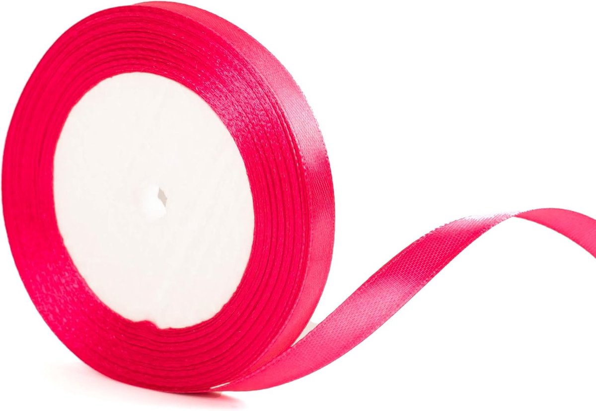22 m x 10 mm dun felroze lint magenta bruiloft auto lint, 1 cm smal magenta roze satijnen lint voor geschenkverpakking, bruiloft, kerstmis, verjaardagscadeau, taart, haar strik, bloemist boeket