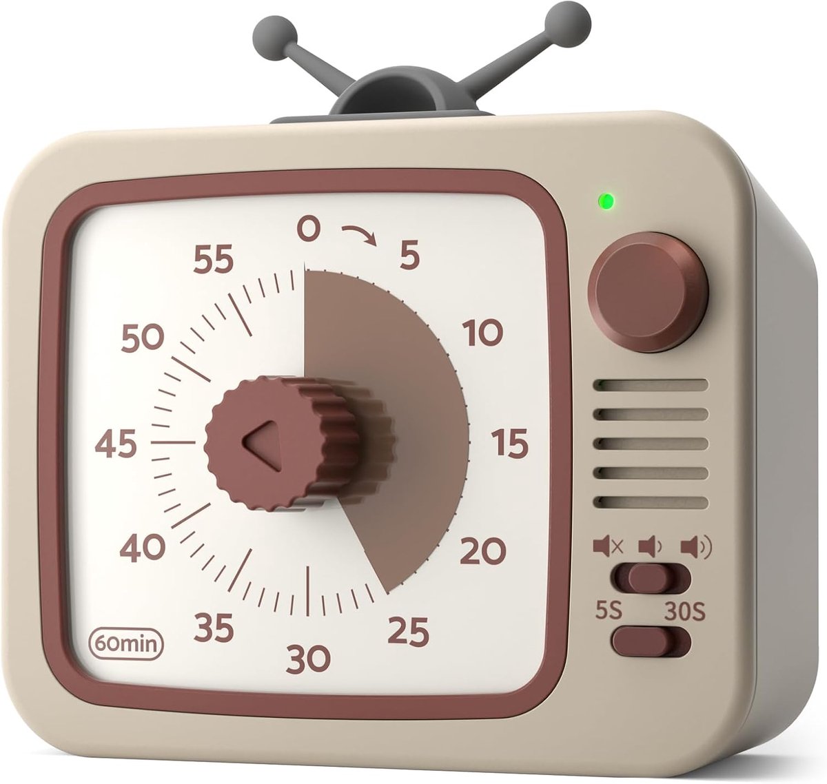 Visuele timer voor kinderen, 60 minuten, stil, pauzefunctie | Account op de achterkant voor klaslokalen, vergaderingen, keuken, inclusief batterij