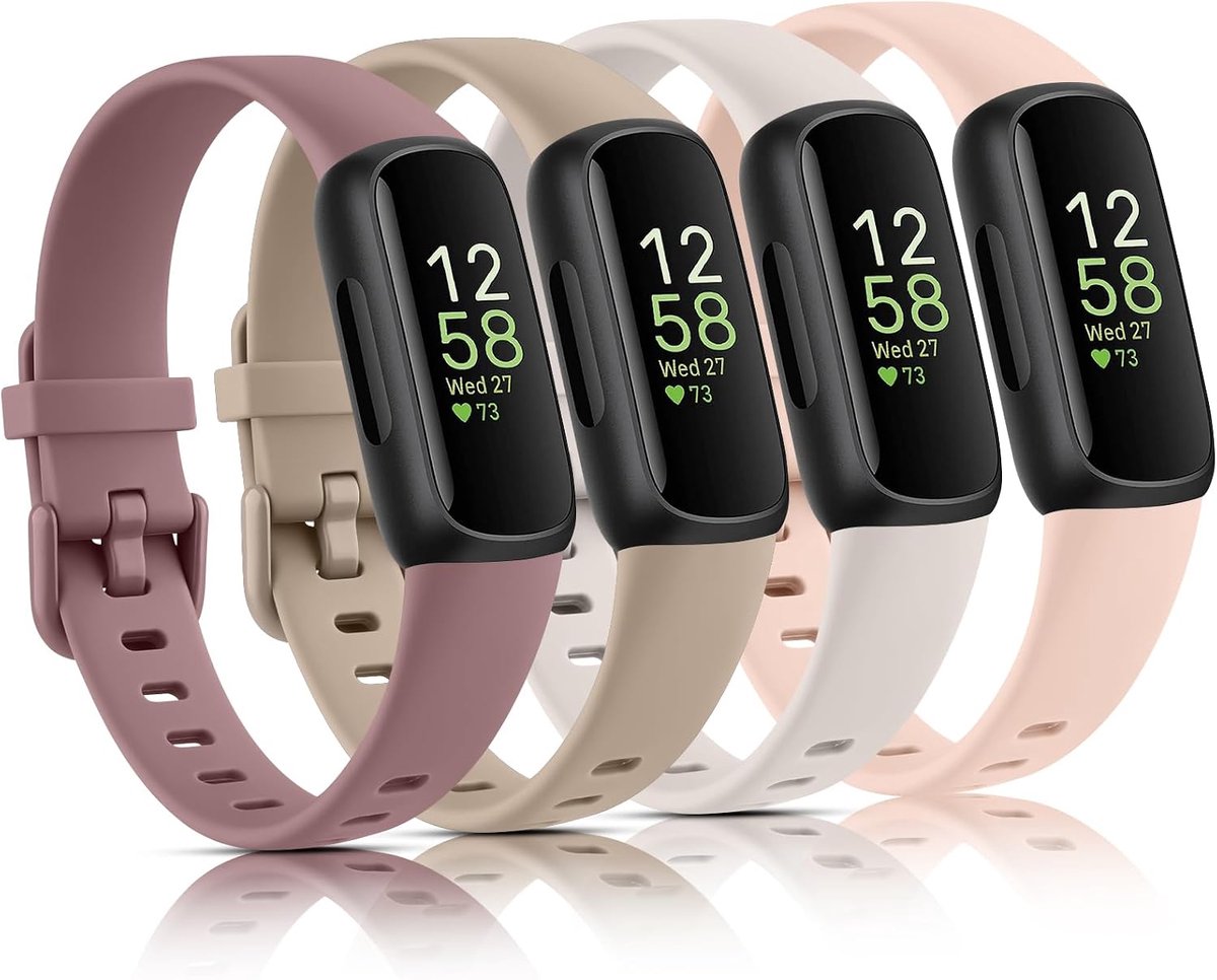 4 stuks armbanden, compatibel met Fitbit Inspire 3, dames en heren, verstelbaar, van zachte siliconen, voor Fitbit Inspire 3