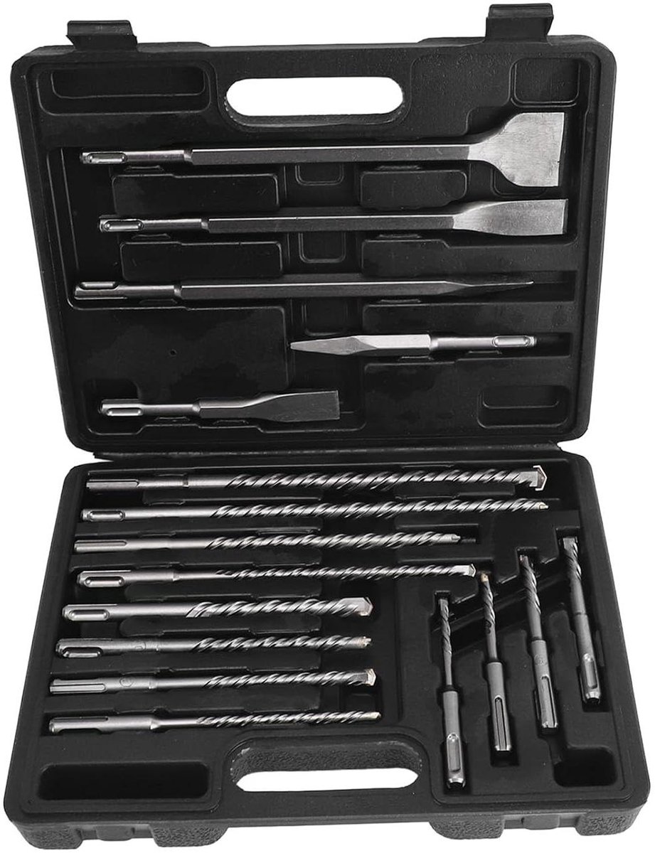 Boorhamer Bit Set - Boorbeitel Combinatie - Muren Doorbreken - Alloy Steel Materiaal - 17 Stuks - Niet gespecificeerd