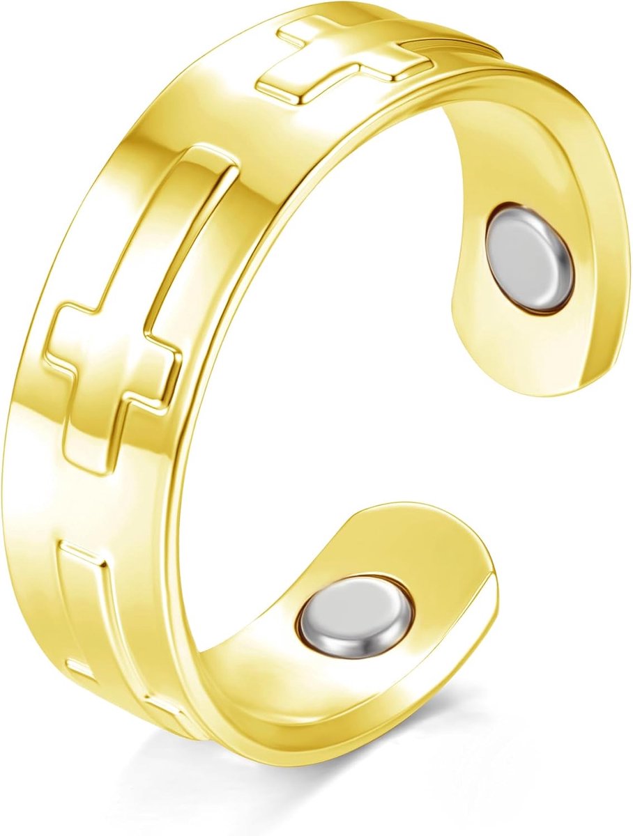 Ringen, huidvriendelijk, vitale ring met sterke magneten, verstelbare magneetring voor afvallen, beter slapen, tegen angst, uniseks, vitale ring met geschenkdoos