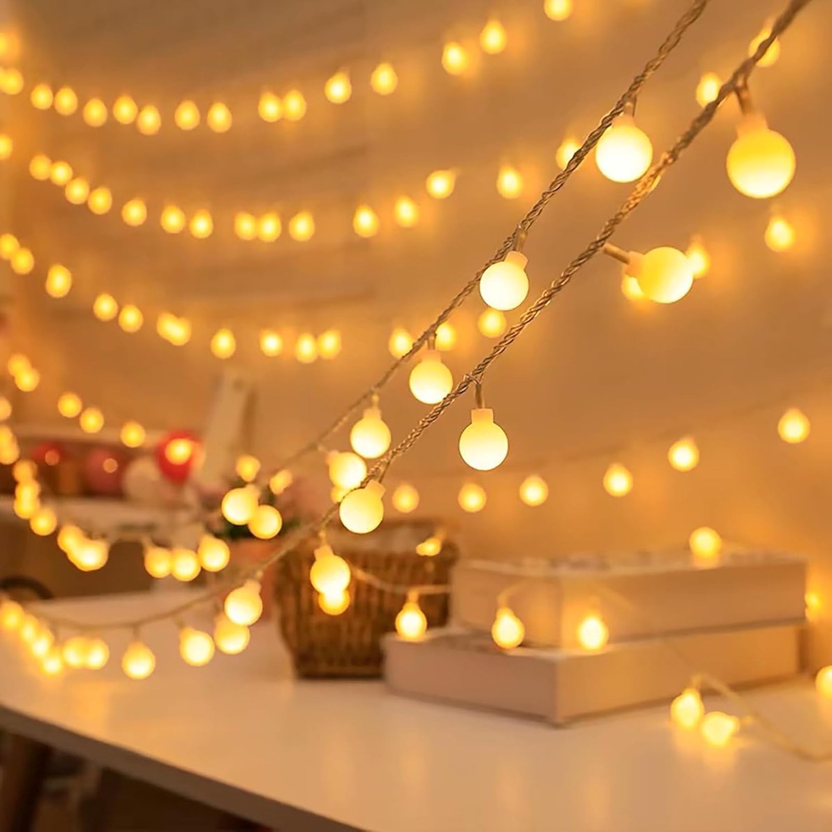 Lichtsnoer 40 LED 5,95m - warm wit - waterdicht - ideaal voor kerstdecoratie - SnelShoppen