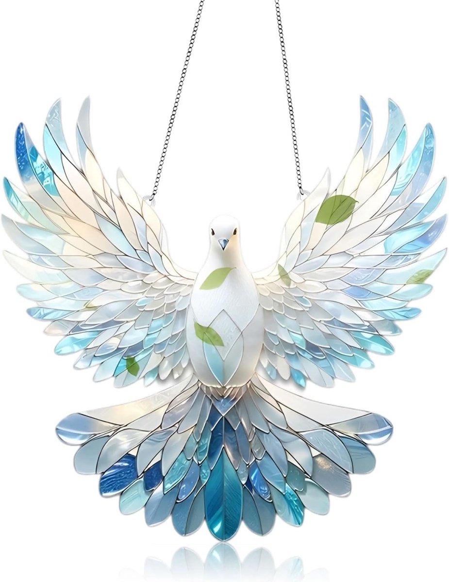 1 stuk Hangende Fensterdeco Meisje Kleurglas Deko, Friedenstaub, Kolibri-Sonnenfanger Om aan ramen op te hangen, Fensterbehang Fenster Deuren Deko Voor thuis Studio, Sun Catcher