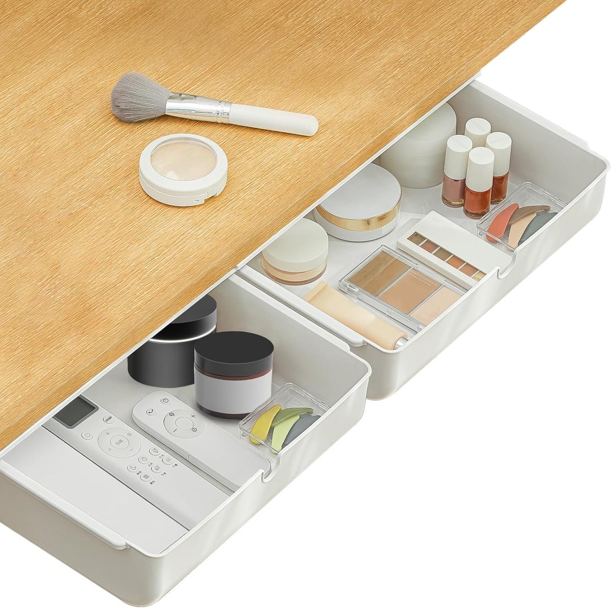 Onder Bureau Lade Zelfklevende Opslag Organizer voor Kantoor Thuis School Groot Maat Wit 2 Pack