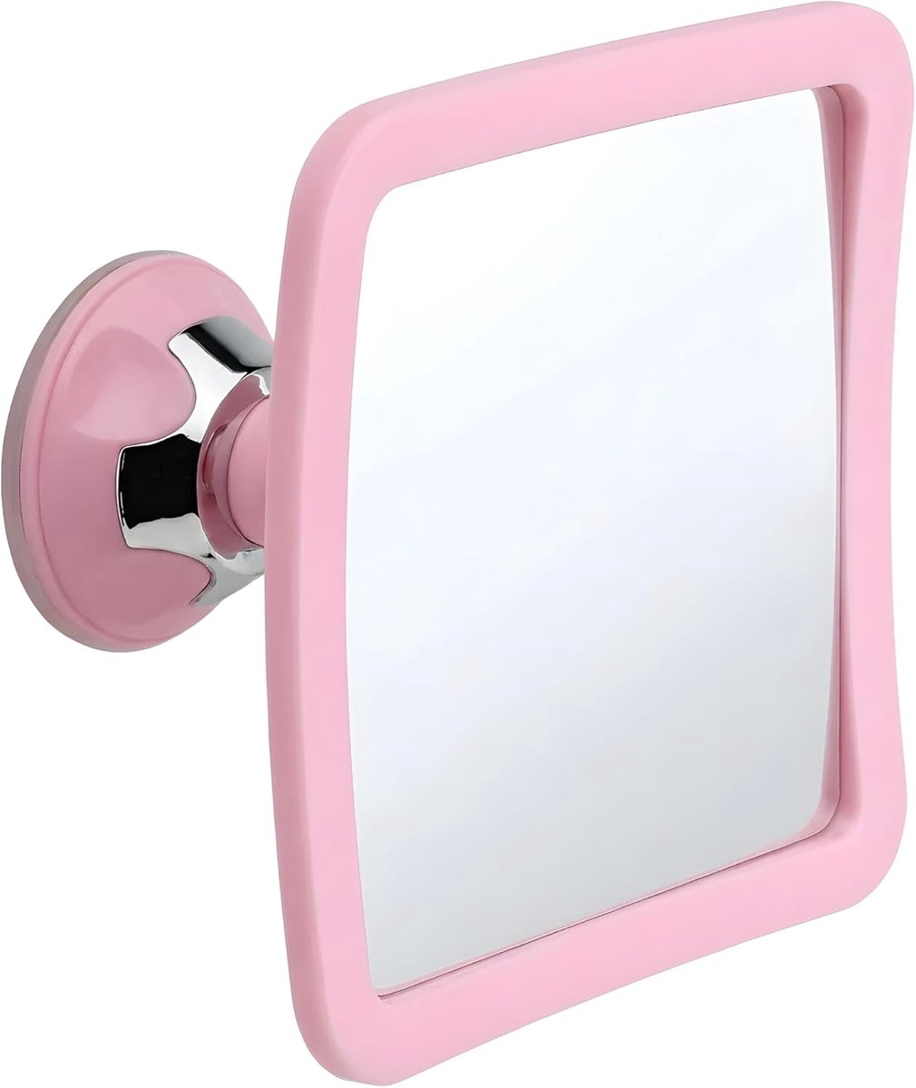 Fogless Shower & Shaving Mirror with Upgraded Suction Mount for Bathroom, Anti Fog & Mist Free Shatterproof Surface and 360° Swivel, 16cm x 16cm (1X Magnification)