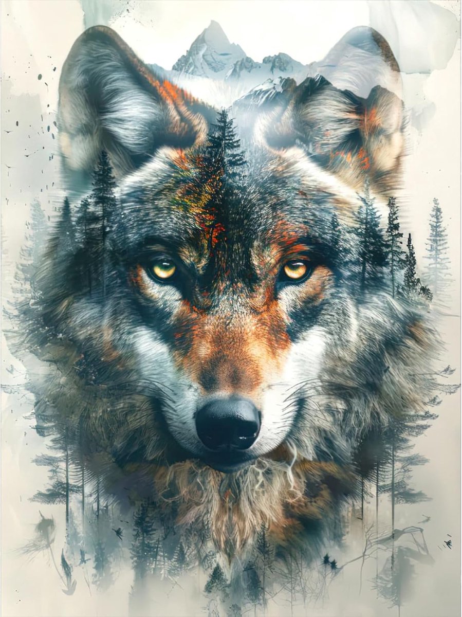 Wolf Diamond Painting Kits voor volwassenen, 5D Diamond Painting Kits Ronde Volledige Boor Dier Diamant Schilderij Kits Diamond Art Picture Crystal Art voor Home Decor 30x40cm