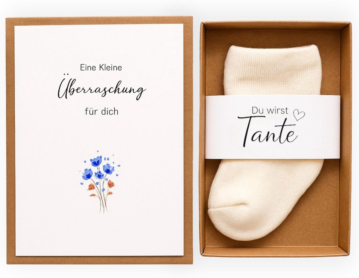 Geschenkdoos voor zwangerschapsaankondiging – Je wordt oma, opa, tante of oom – Gepersonaliseerde verrassing met babysokken – Liefdevolle aankondiging voor familie (tante)