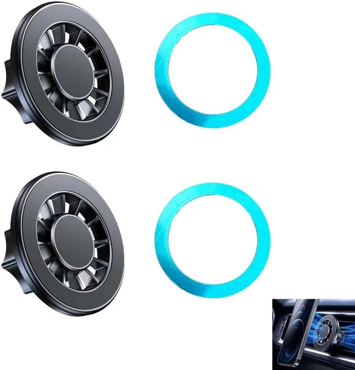 Magnetische Autohouder Set 2 - Zwart ABS - Sterke Magneten - Dashboard & Ventilatierooster - Voor Smartphones