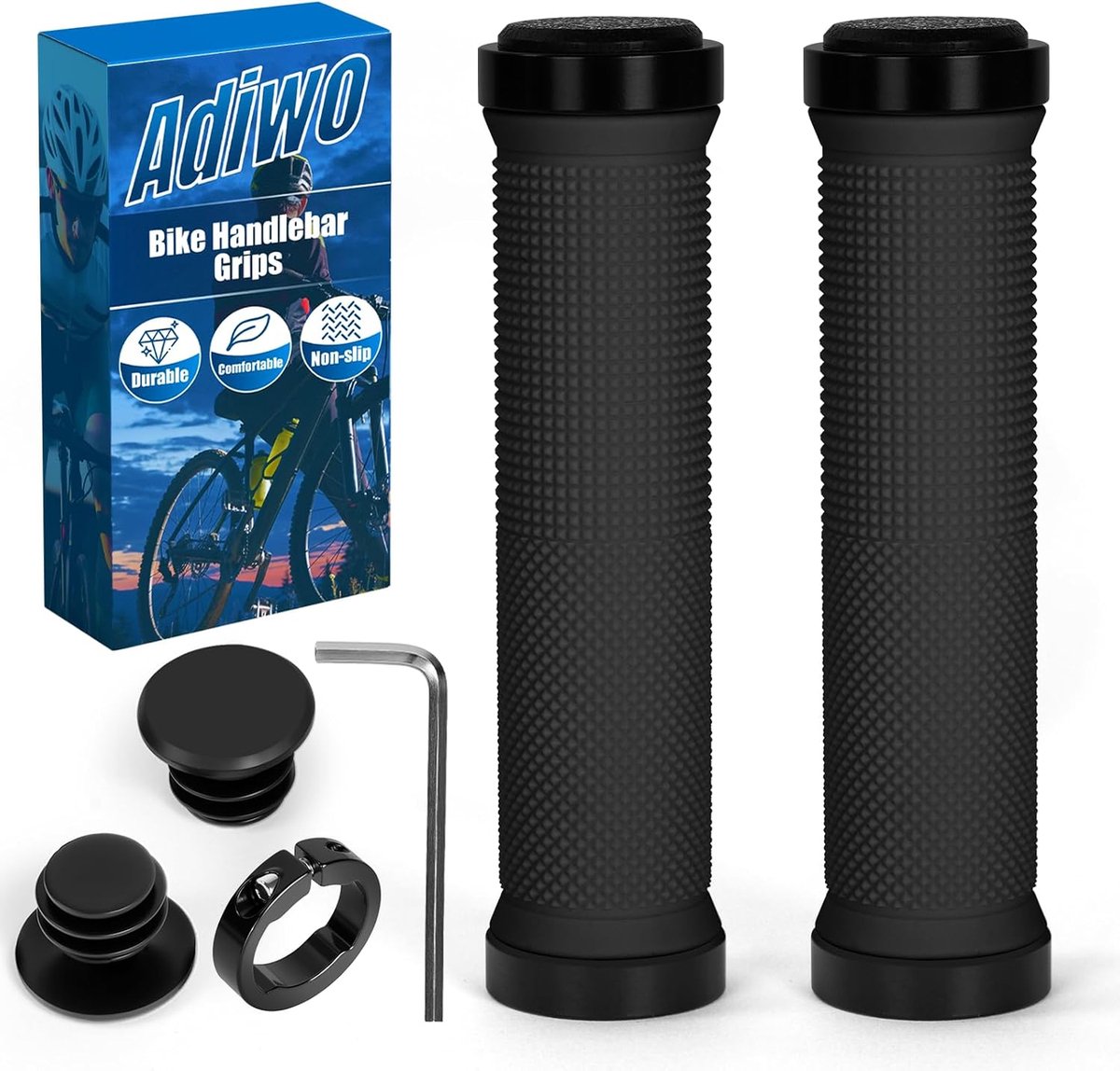 SnelShoppen - Fiets Handvatten Ergonomische Handvatten Grip Universeel 22.2 mm Stuur, Antislip Snelle Montage met Montage Sleutel, Voor Trekkingfiets,