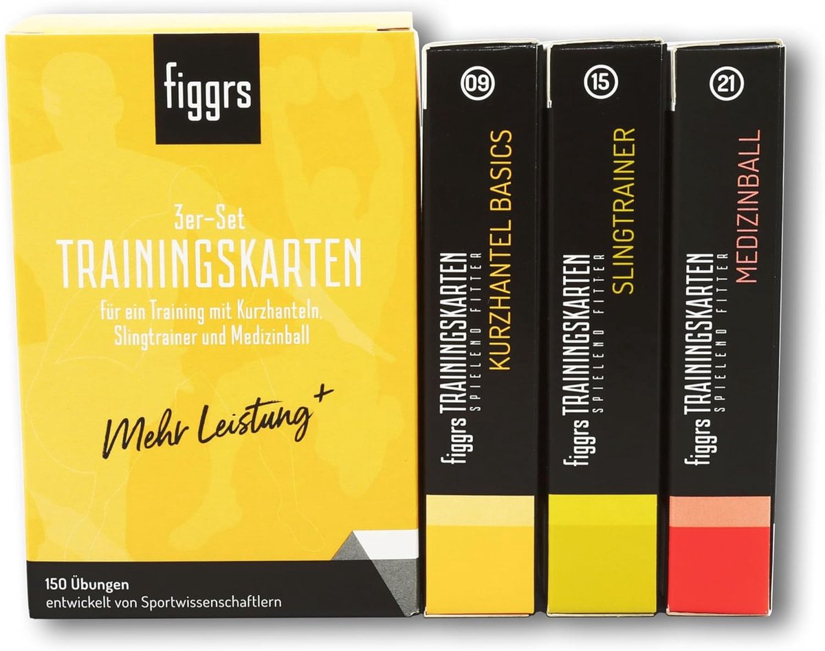 Fitness kaarten set - 3 sets van 57 trainingskaarten - 150 oefeningen voor een sterk lichaam - SnelShoppen