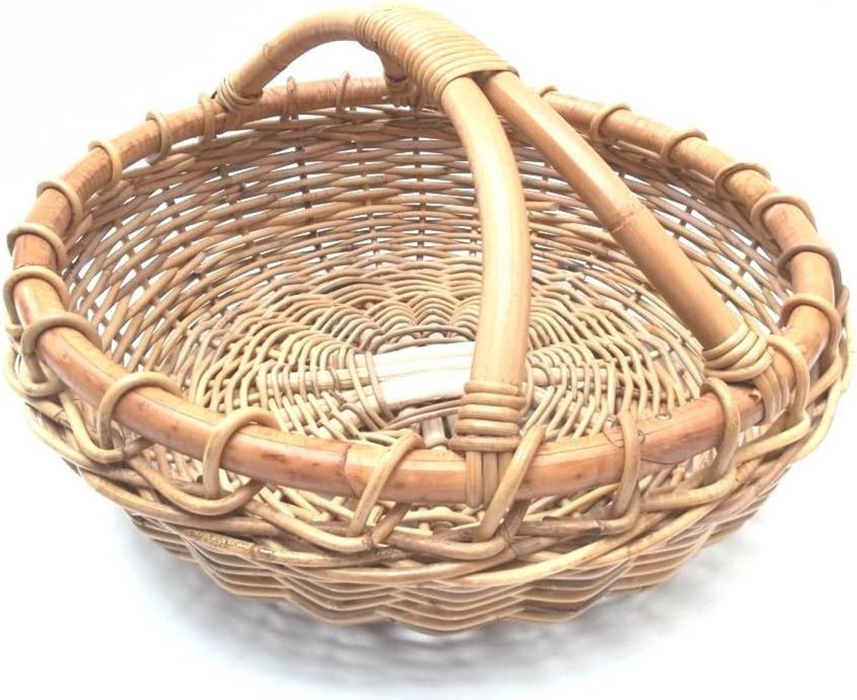 Schoorsteenkorf Rotan - Houten mand Krantenmand - Haardhout Opslag - Traditioneel Vlechtwerk - 58x58x20 cm - Natuurkleurig
