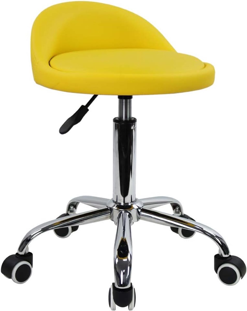 Bureaustoel met wielen - Hoogte verstelbaar 46-62 cm - Faux leer geel - Ondersteunt tot 135 kg - ShopVlot