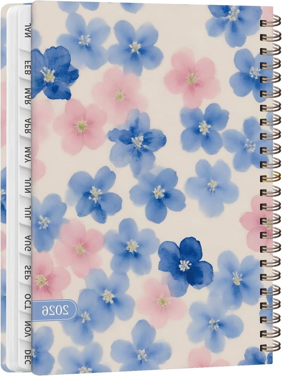 Weekplanner 2026 - Agenda Maandplanner - Organiseren van taken - Elastische sluitband tabs - A5 formaat - Blauw