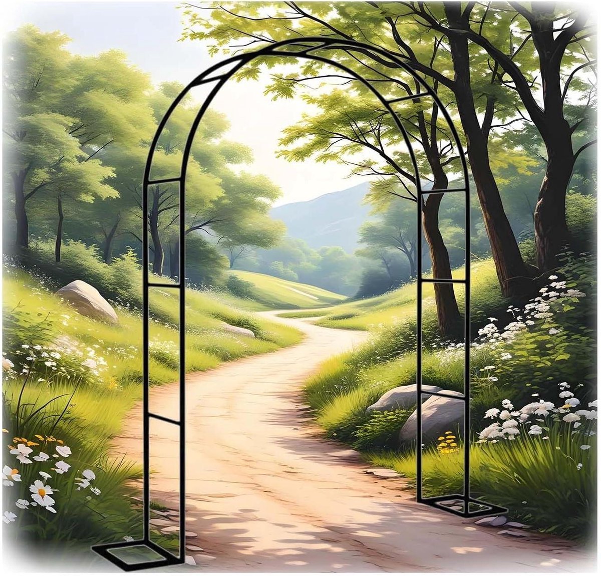 Rozenboog Metaal - Tuinboog Klimplanten - Tuindecoratie Creëren - Weerbestendig Staal - 200x230x40cm - Zwart