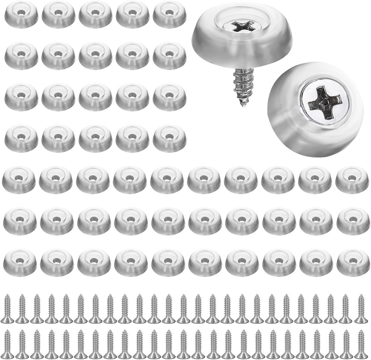Transparante rubberen meubelpootjes met schroeven - 16mm ronde antislip voeten voor meubels, bureaus en planken (50 stuks)