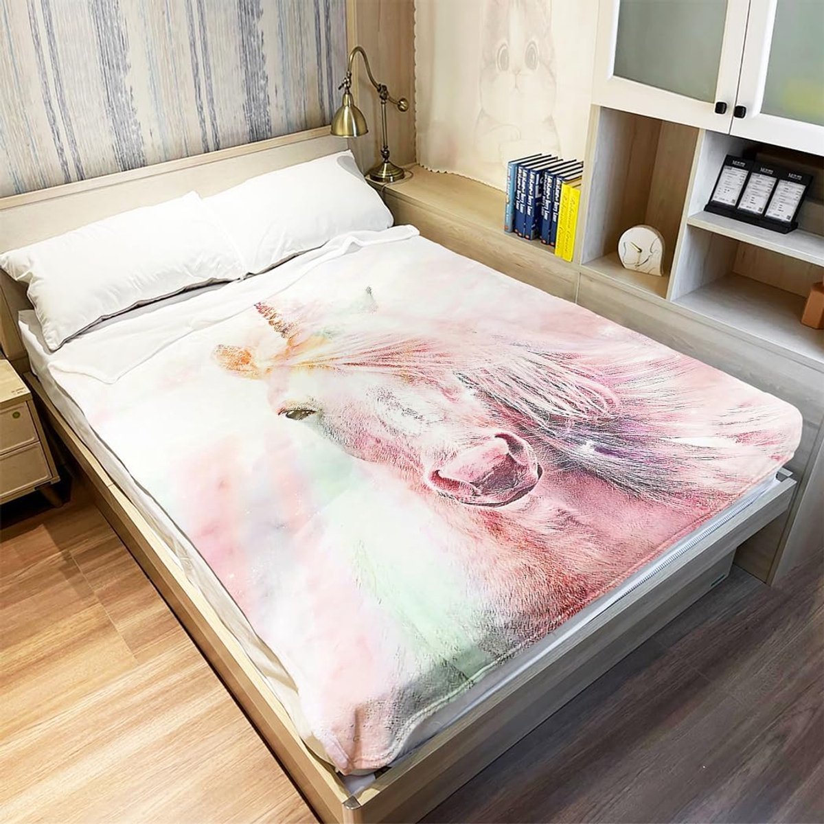 Flanellen Dekbed 150 x 200 cm - Zacht Fleece - Schitterende Regenboog Eenhoorn - Perfect voor op de Bank - SnelShoppen