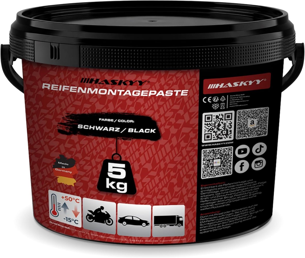 SnelShoppen - 5kg Zwarte Bandenmontagepasta - Bandenmontage Wax - Montagepasta voor Banden - Tyre Mounting Wax - Ideaal voor Auto en Fiets