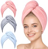 BOTC Haarhanddoek - 3 Stuks Handdoek voor Haar - Hair Towel - Haarhanddoek - Hoofdhanddoek - Snel Drogend