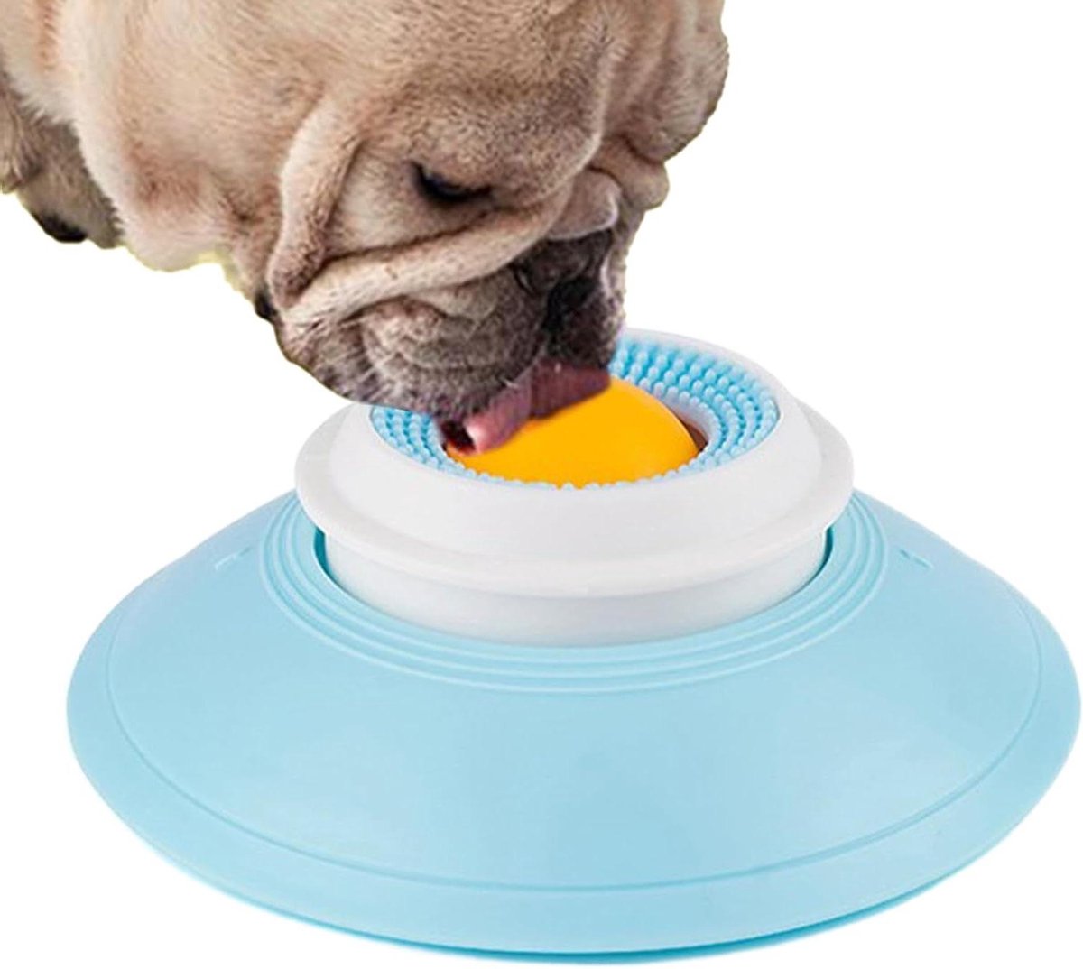 Hond Slow Feeder - Likmat Hond Voerbak - Gezond Eten - Antislip Ontwerp - 14.5 x 5.5 cm - Geel