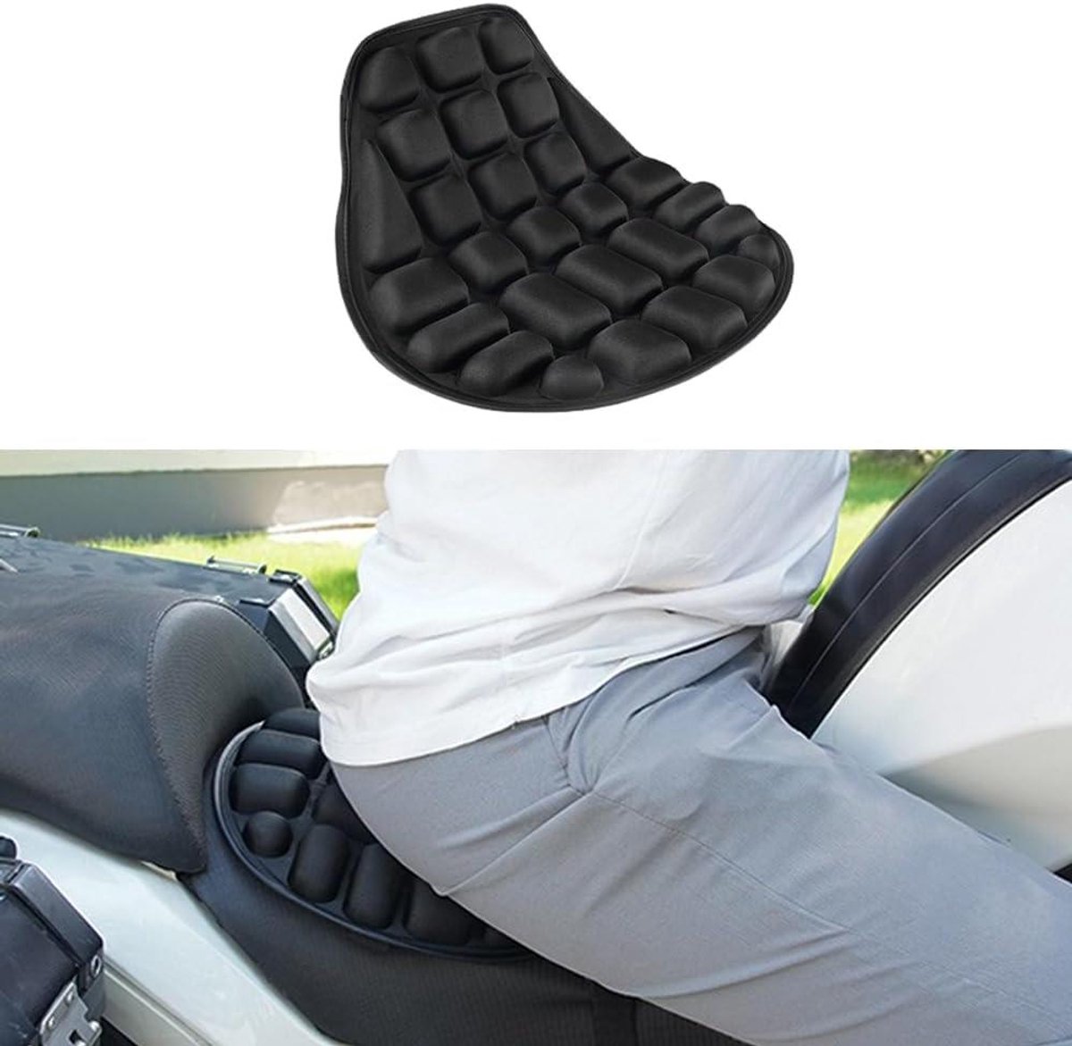 Motorzitkussen - Motorfietszadelhoes - Comfortabel rijden - Ademende schokdemping - 1 Kilogram - Zwart