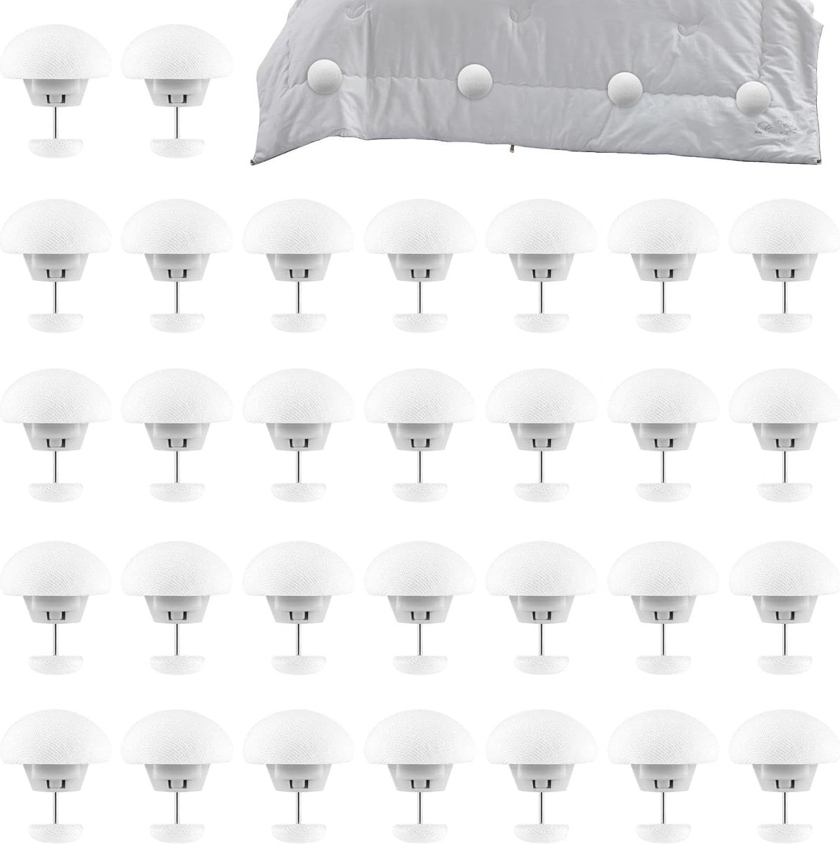 Set of 30 Duvet Cover Clips, White, 32 x 26 mm, Clamps for Duvets, Duvet Holders, Ideal for Securing Bed Linen - ShopVlot