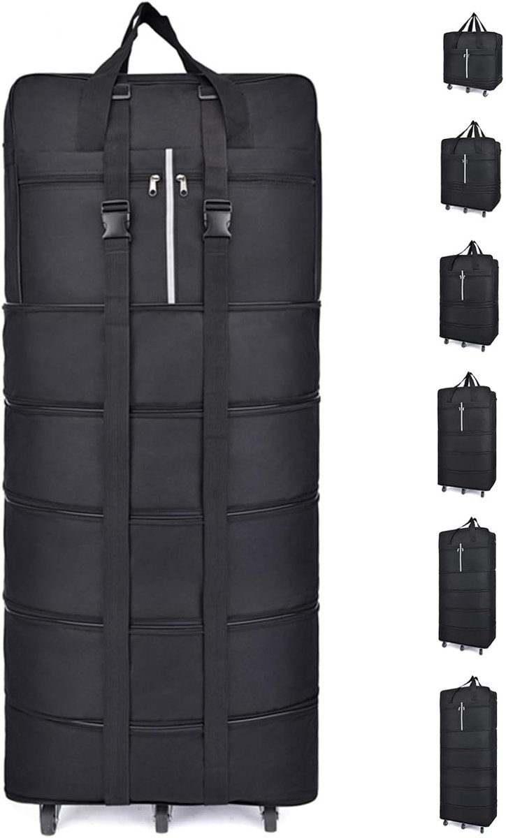 SnelShoppen - 185L Extra Grote Reisbagage met Wielen, Vouwbare Duffle Bag, Uitbreidbare Luggage voor Mannen en Vrouwen, Ideaal voor Camping en Reizen,