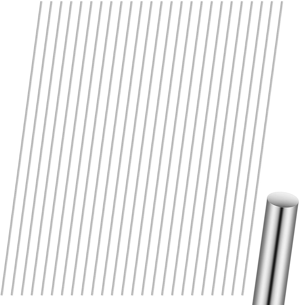 25 Pieces Stainless Steel Rods, 2 x 300mm Stainless Steel Round Rods, Metal Rod, 304 Stainless Steel Rods, Round Rod - ShopVlot