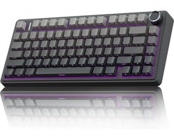AULA F75 Pro - Draadloze Gaming Toetsenbord - Mechanisch Toetsenbord - 75% Hot-Swappable Custom Toetsenbord Met Draaiknop - 2,4 GHz/USB-C/BT5.0 Mechanisch Gamingtoetsenbord - Zeerif Zwart