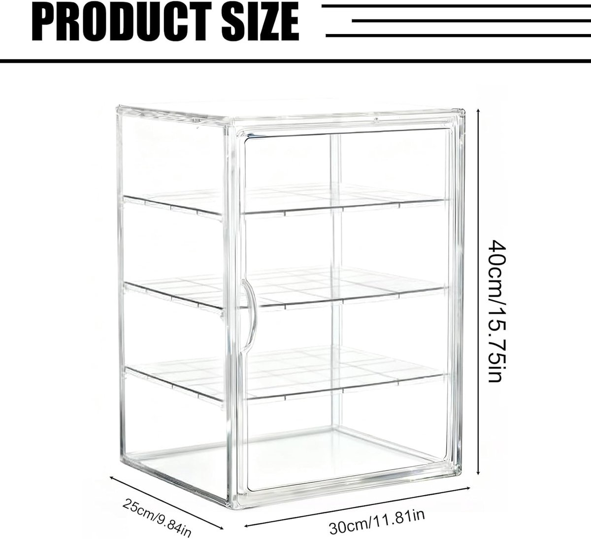 SnelShoppen - 40×30×25 cm 4 Laags Acryl Displaykast - Transparante Broodkast van PET Materiaal met Magnetische Deur - Ideaal voor Keuken en Opslag