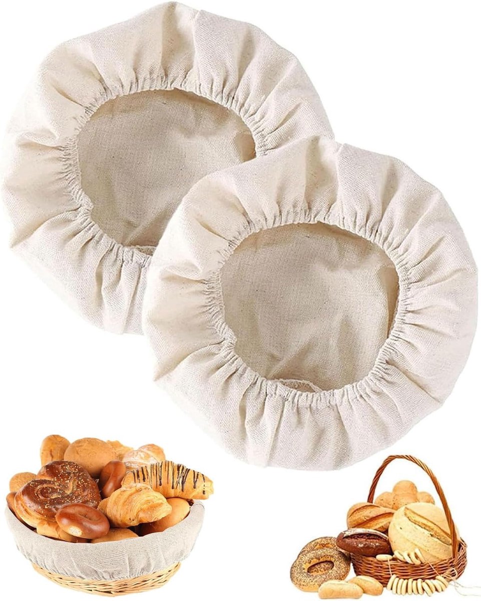 SnelShoppen - 2 Stuks Leinen Brooddoek Bäckerleinen voor Brood Bakken, Duurzaam Katoen Mengsel, 25cm, Ideaal voor Deegbereiding en Baktijd in Keuken