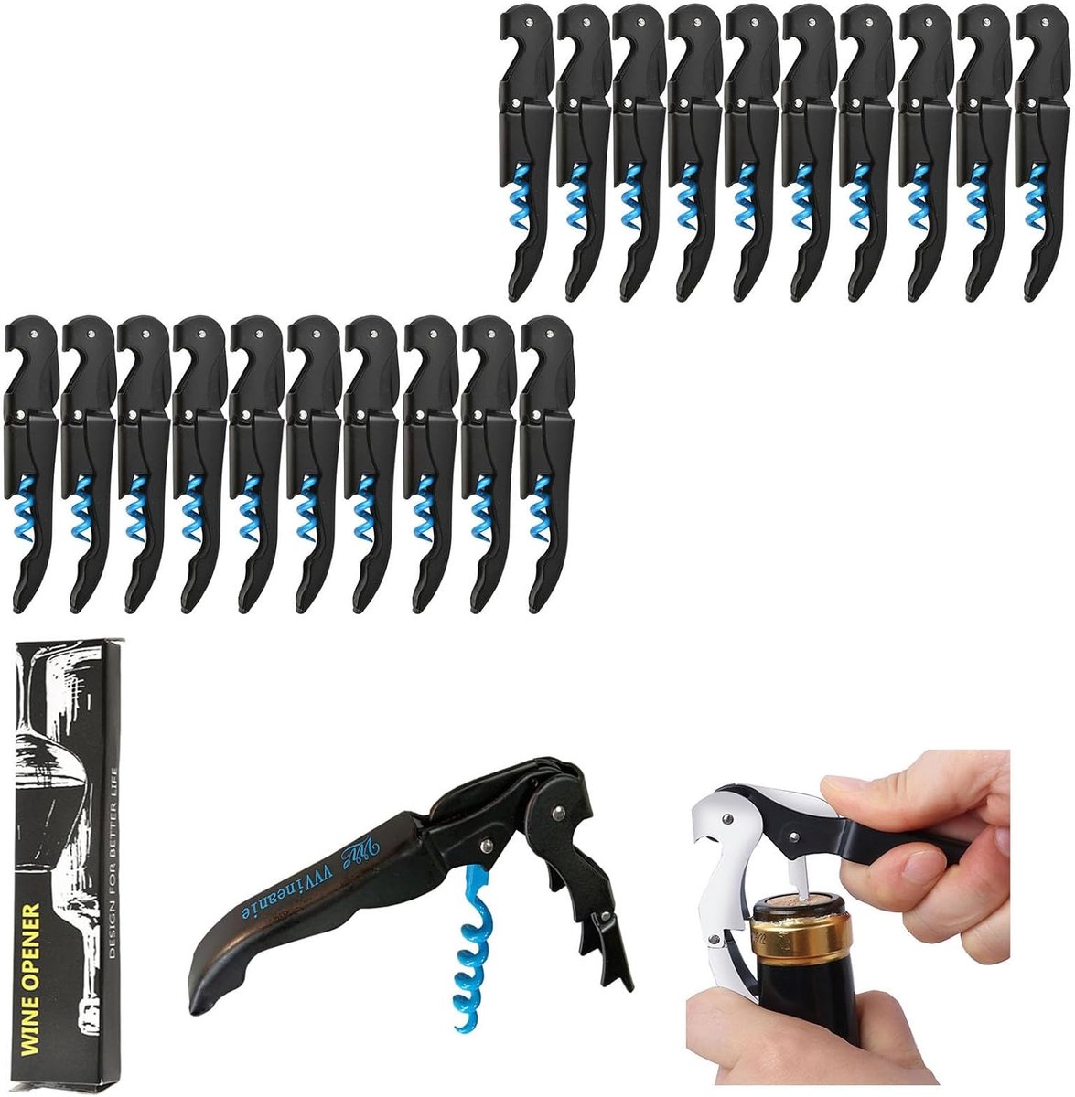 Opener Wine Bottle, 70g Thickness Stainless Steel Double Hinge Key with Cutting Blade for Waiter Restaurant Waiter - ShopVlot