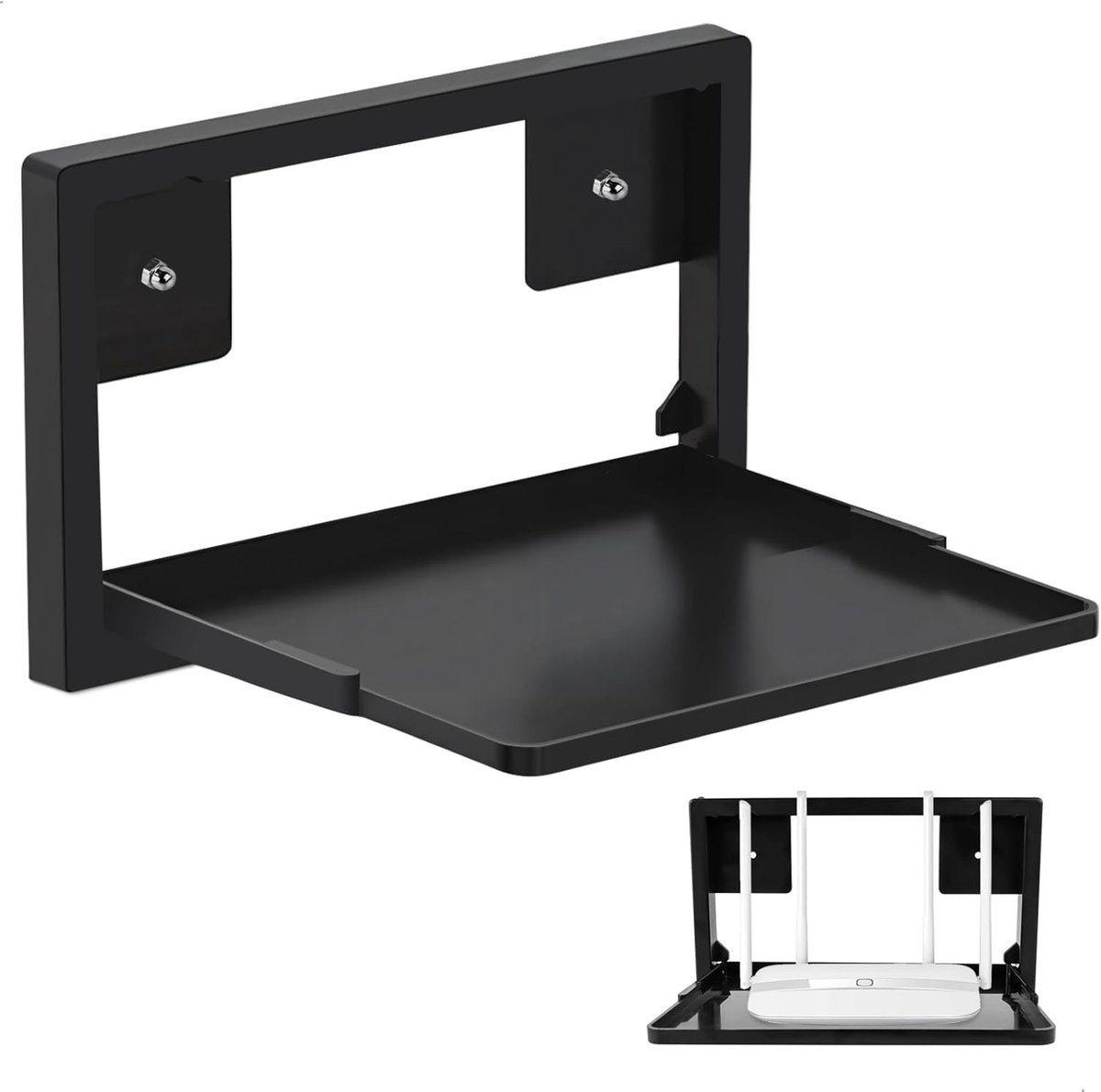 Router Wandhouder - Router Rek - Opbergen Apparaten - Verstelbaar Ontwerp - 28 x 22 cm - Zwart