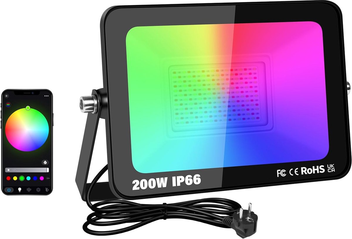 LED Buitenlamp 200W - RGB Kleurveranderend - Dimbaar - Perfect voor Tuin en Decoratie - SnelShoppen