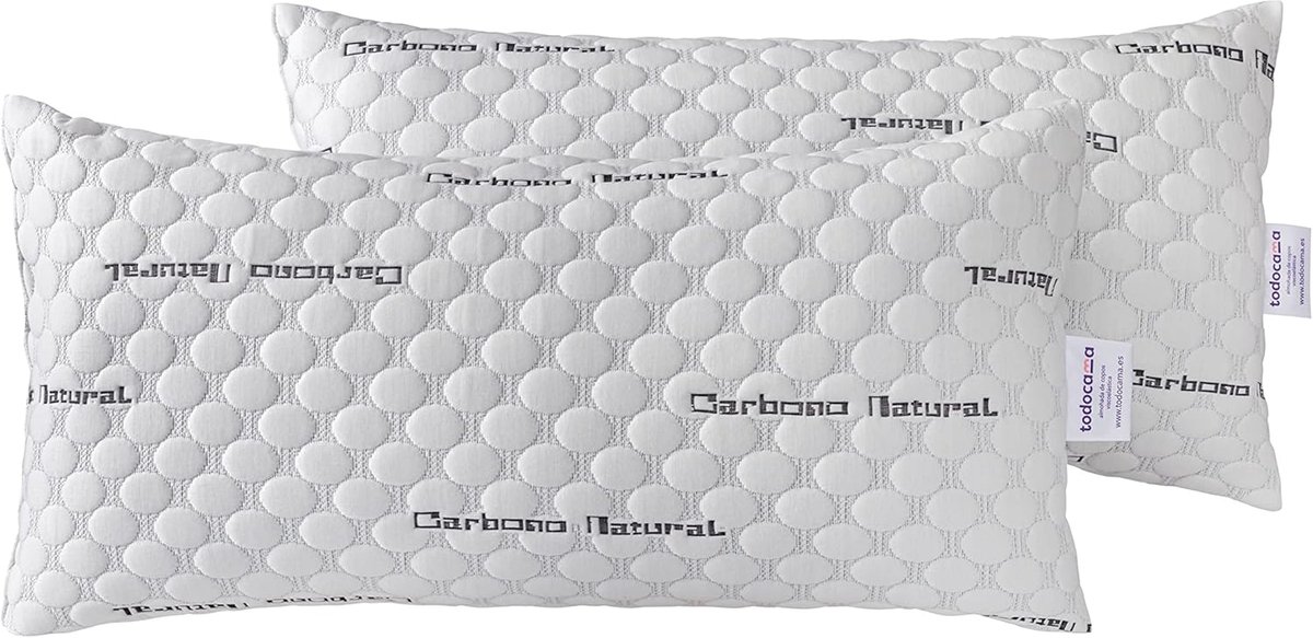 SnelShoppen - Visco-elastisch Kussen met 100% Visco-elastische Vlokjes, Carbon Rekbare Stof, Medium tot Hoge Stevigheid, 2 x 70 cm, Ergonomisch Kussen