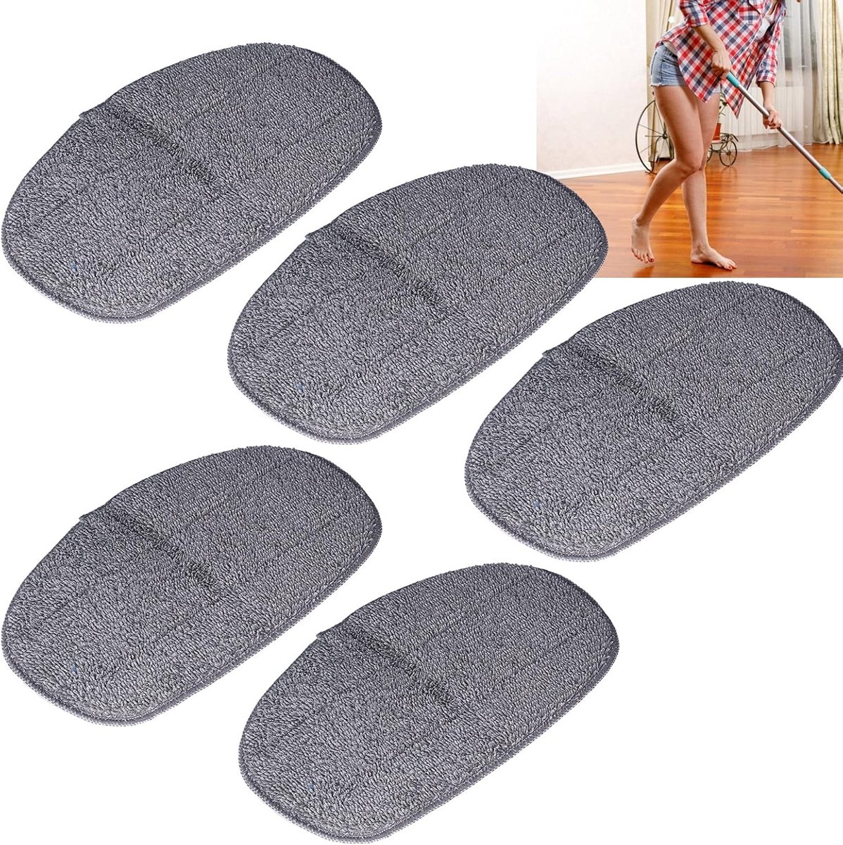 Vervangende Dweilpads - Stoomdweildoeken Mop Pads - Stoomreinigen Vloeren - Ultrafijne Vezel - 5 Stuks - Grijs