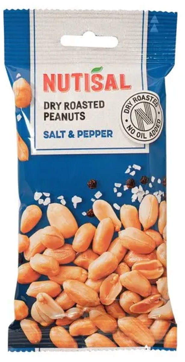 Nutisal Peanuts Dry Roasted Salt & Pepper – 14 Zakjes – 60 g
