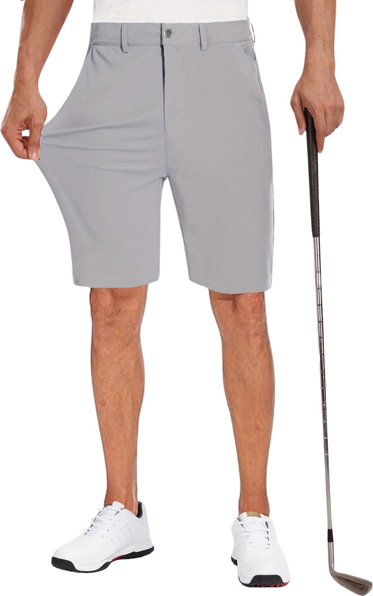 Currero Korte Broek Heren Golfbroek Spijkerbroek met Zakken Volwassenen Jongens Shorts Lichtgrijs