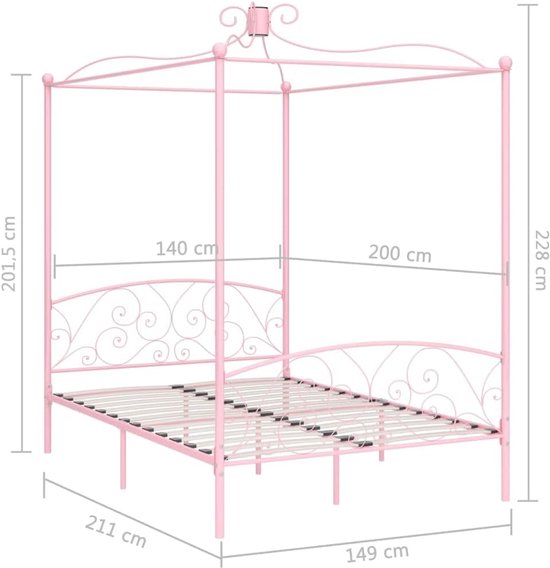 Hemelbedframe Metaal - Hemelbed Frame - Slaapkamer Aankleden - Met Gordijnframe - 90x200 cm - Wit — afbeelding 3